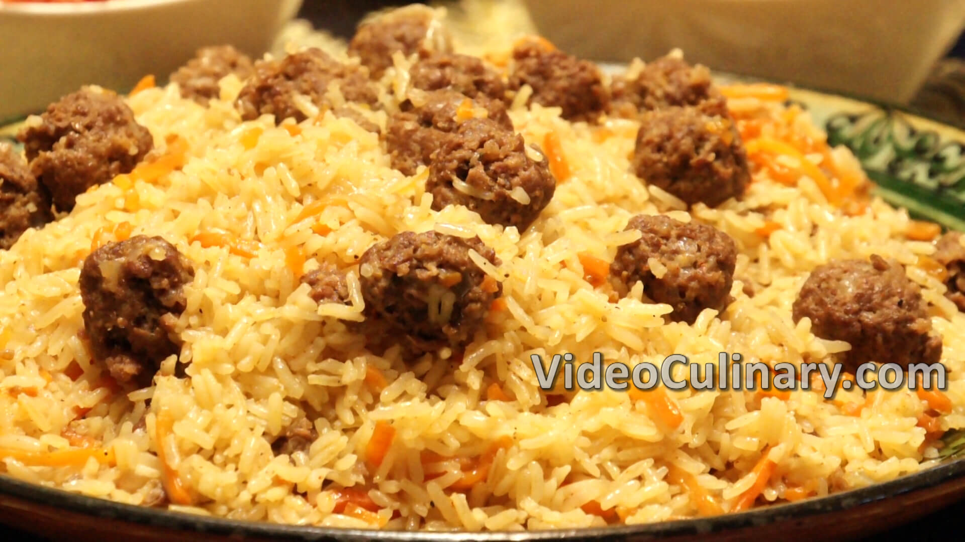 Meatballs and Rice Plov (Pilaf) Recipe - One Pot Dinner