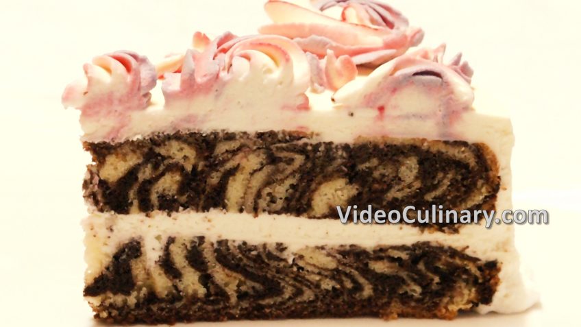 Zebra Cake with White Chocolate Frosting